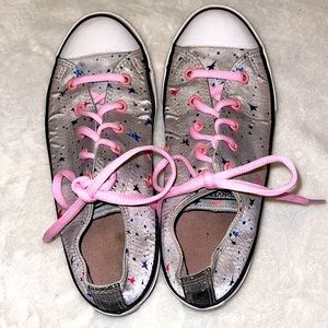 Converse All Star Shoes Silver with Stars Youth 4